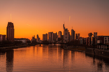 Fototapeta na wymiar Frankfurt Skyline during the sunset