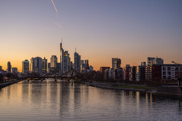 Fototapeta na wymiar Frankfurt Skyline during the sunset