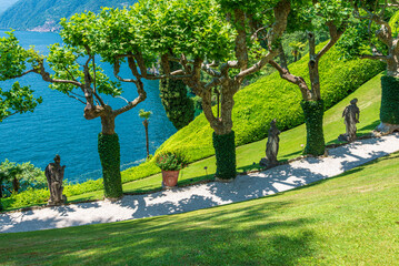 The gardens of the Villa del Balbianello in the municipality of Lenno overlooks Lake Como located...