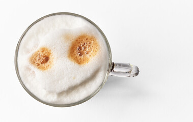  One cup of cappuccino coffee over white isolated background
