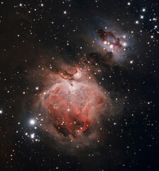 Orion and running man nebula in dark space