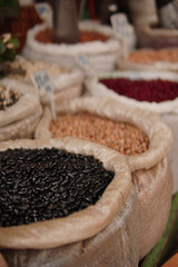 beans and rice in market