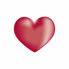 Red heart on white background. Valentine's day romance symbol.  Vector illustration.