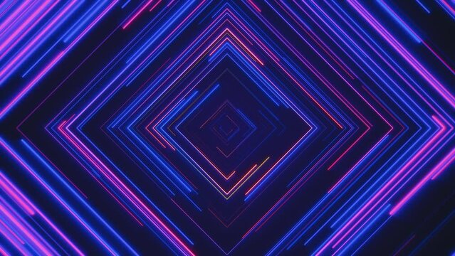 Blue and Pink Tunnel of Glowing Diamond-Shaped Lines