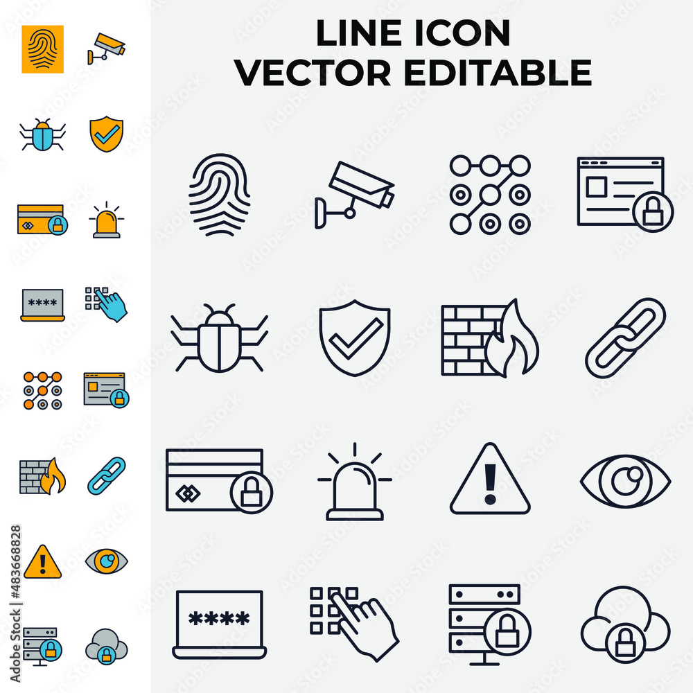 Poster protection and security elements set icon symbol template for graphic and web design collection logo