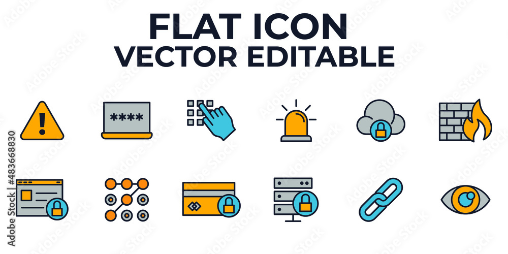 Poster protection and security elements set icon symbol template for graphic and web design collection logo