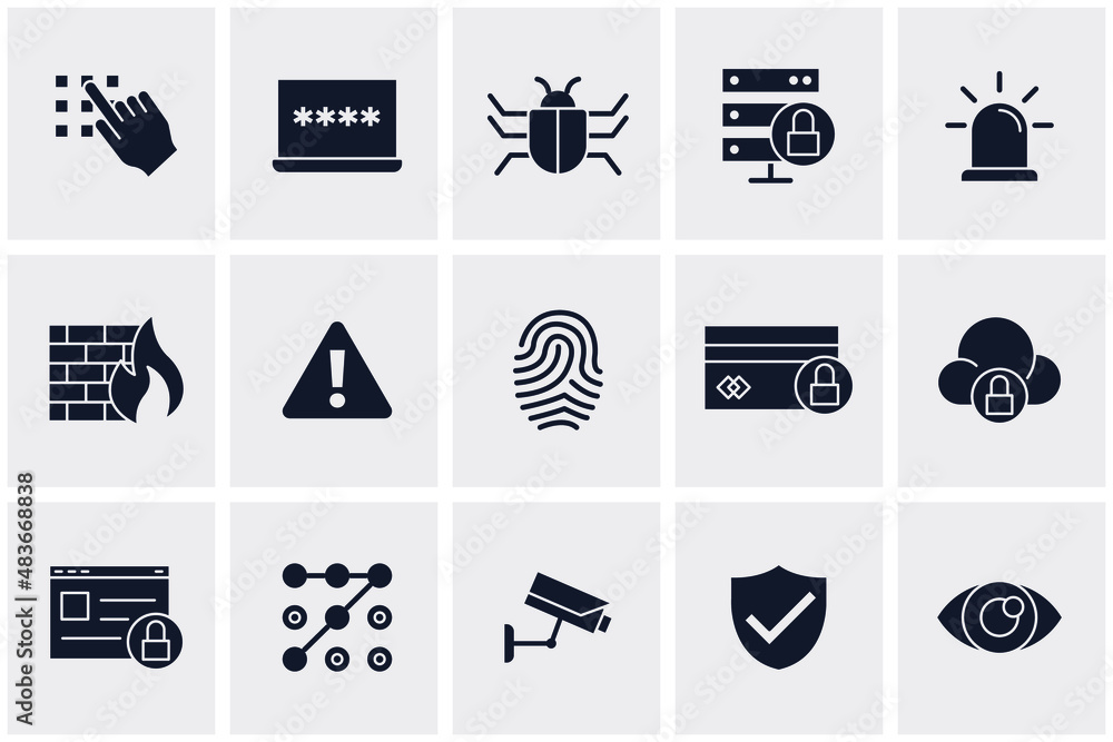 Poster protection and security elements set icon symbol template for graphic and web design collection logo