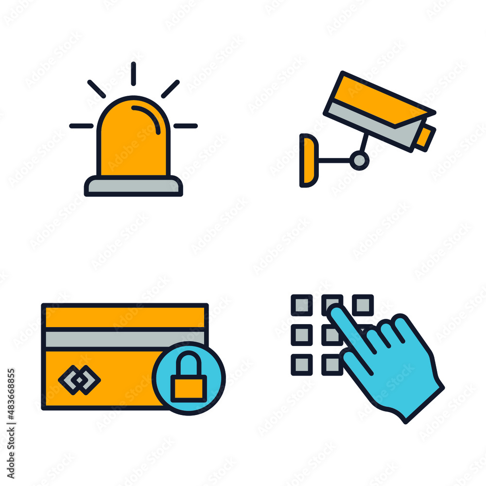 Poster protection and security elements set icon symbol template for graphic and web design collection logo