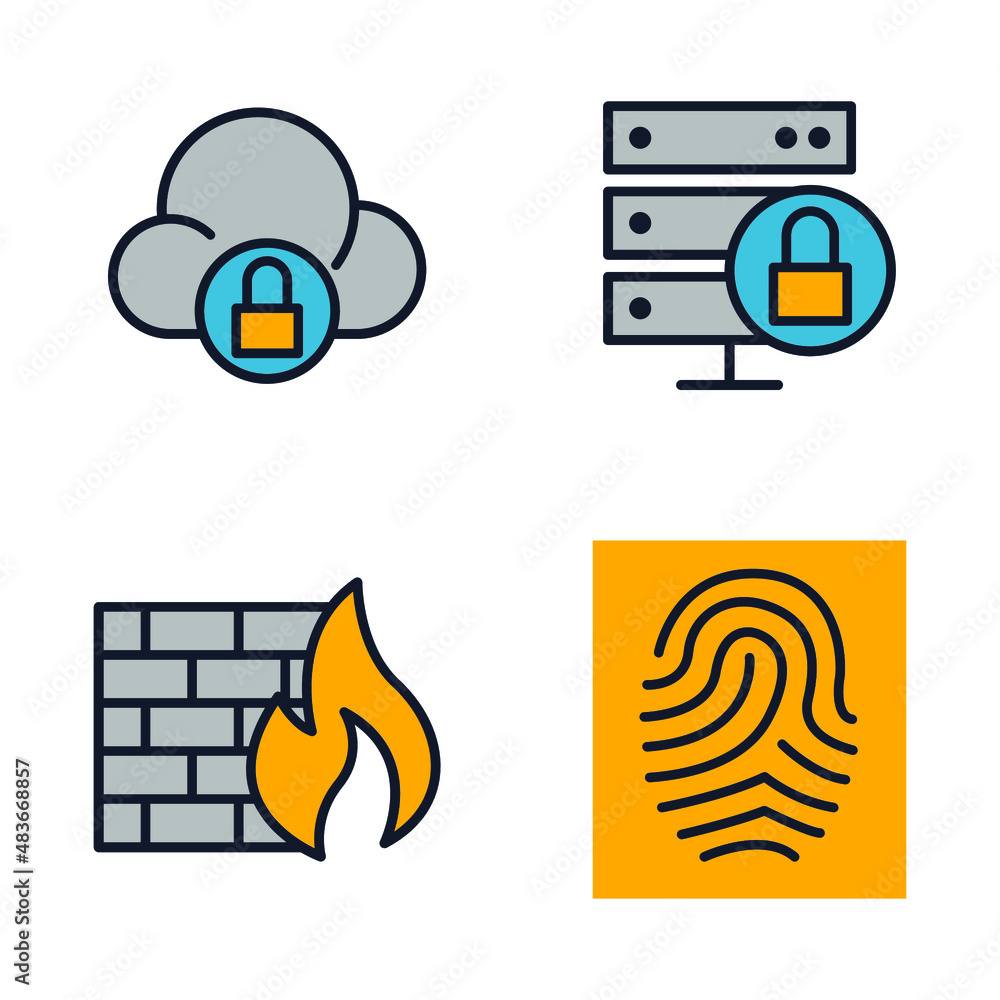Poster protection and security elements set icon symbol template for graphic and web design collection logo