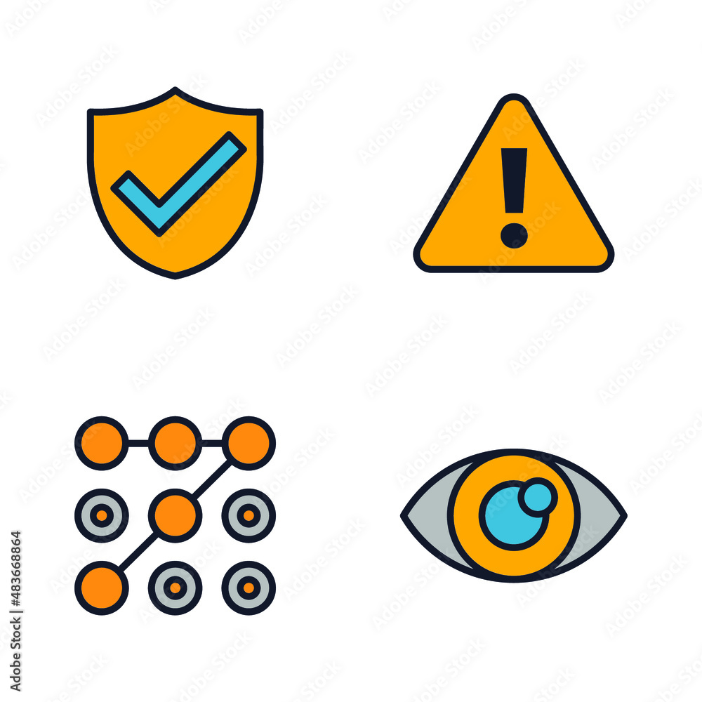 Poster protection and security elements set icon symbol template for graphic and web design collection logo