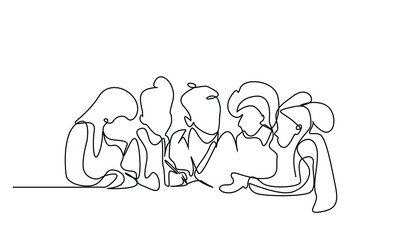 employees in the workplace are meeting and talking. study group at school talking to each other