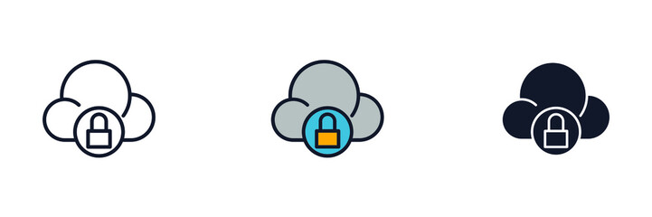 Private cloud security icon symbol template for graphic and web design collection logo vector illustration