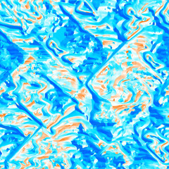 Fototapeta premium Wavy summer dip dye background. Ombre color blend for beach swimwear, trendy fashion print. Boho dripping wave digital watercolor effect. High resolution artistic seamless pattern material.