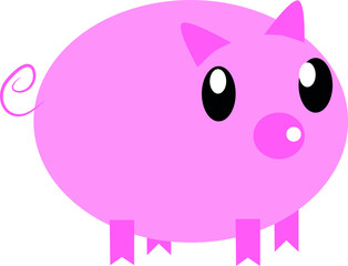 cedito rosa, cerdo, granja, color, muñecos bonitos, arte, vector, hucha, pig, piglet, pink, baby