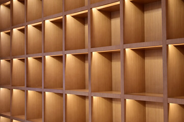wooden shelves on white
