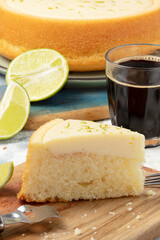 Focus on delicious piece of lemon cake.