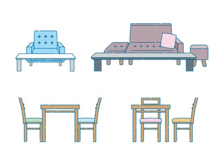 ダイニングテーブルとソファのセット