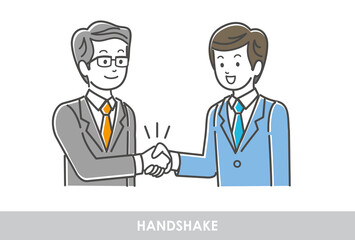 取引先と握手をするビジネスパーソンのイラスト素材