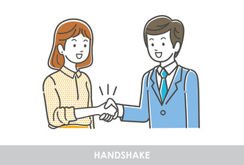 取引先と握手をするビジネスパーソンのイラスト素材