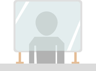 対面する人物と仕切り板のイラスト素材