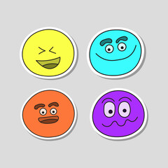 doodle circle face expression illustration