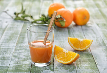 Sicilian orange juice with fruit around