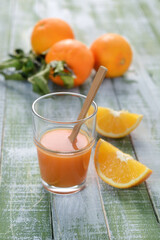Sicilian orange juice with fruit around