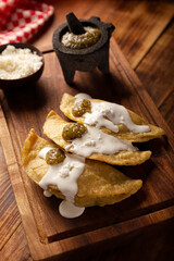 Quesadillas fritas. Traditional Mexican appetizer 
