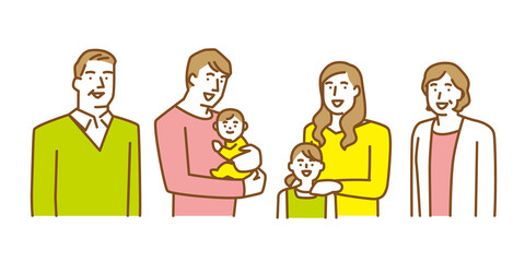 笑顔であつまる三世代家族