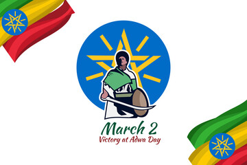 March 2, Victory at Adwa Day. Public holidays in Ethiopia vector illustration.  Suitable for greeting card, poster and banner. 