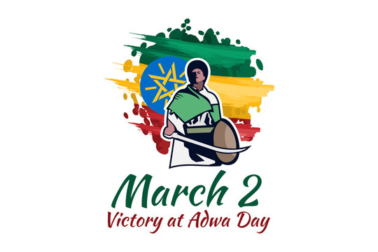 March 2, Victory at Adwa Day. Public holidays in Ethiopia vector illustration.  Suitable for greeting card, poster and banner. 