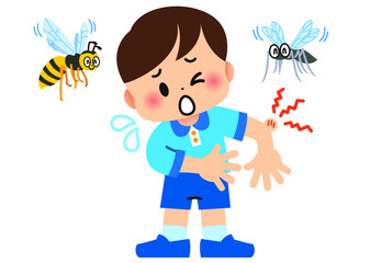 虫刺され,子供,蚊,蜂,夏,虫,害虫,スズメバチ,