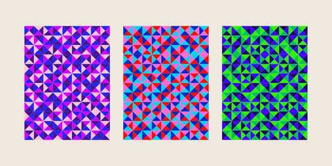Triangular covers, set with geometric backgrounds