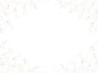 さくら線画のフレーム⑦カラー_四隅