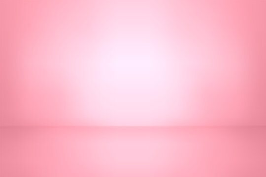 Pink color studio background. Abstract empty room with soft light for product. Simple peach backdrop. Line horizon. Gradient honey background. Texture blank wall and floor. Vector illustration