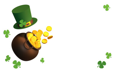Banner St. Patrick's Day. A pot of gold and a leprechaun's hat.