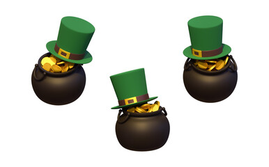 A pot of gold and a leprechaun's hat. St.Patrick 's Day.