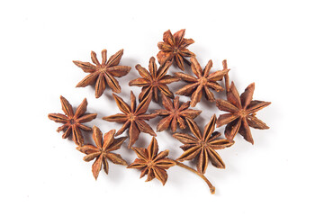 anise stars seasoning isolated on white background