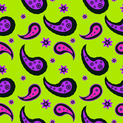 Floral pattern paisley style Paisley print  Doodle background