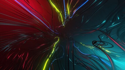 abstract background of Sci Fi Modern Futuristic neon line connection, 3D illustration rendering