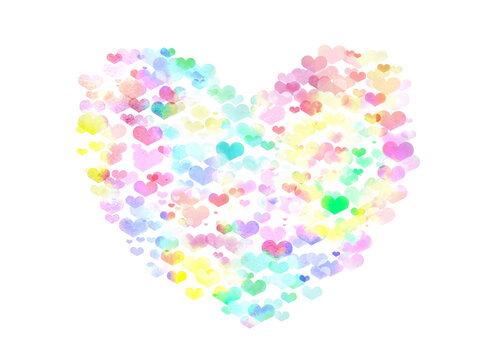 Heart made of heart Rainbow color Ver