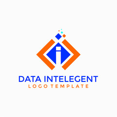 Fototapeta premium letter i logo design vector, database data security logo 