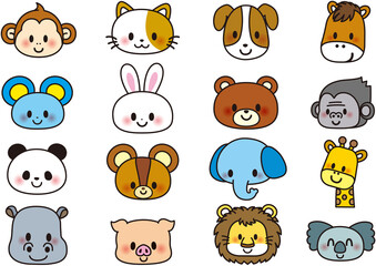 動物,動物園,保育園,幼稚園,小学校,小学生,イラスト,かわいい,犬,ライオン,キリン,ゾウ,ウサギ,セット,リス