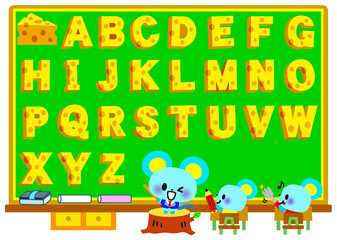 Fototapeta premium アルファベット,英語,フォント,ねずみ,動物,動物園,先生,生徒,学校,小学校,中学校,塾,英語塾,授業,勉強