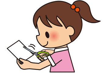 切る, ハサミ, 紙, 子供, 小学生, 小学校, 幼稚園, 保育園, 手, 工作, 紙細工, 手づくり, 作る, 図画工作, 美術, 勉強, てづくり, 女の子,