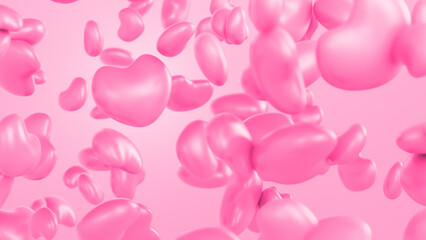 Lot of Valentine Heart Lovers Scattered on Pink Background