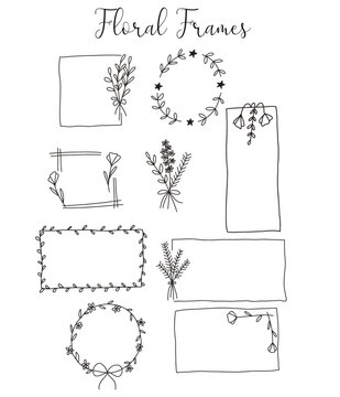 hand drawn floral frames