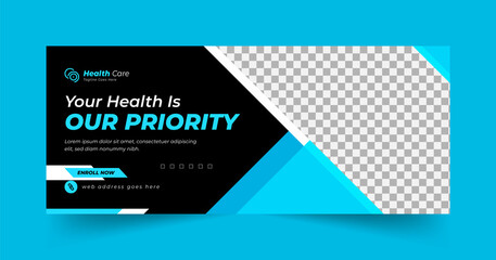 Medical healthcare web banner and service social media post template