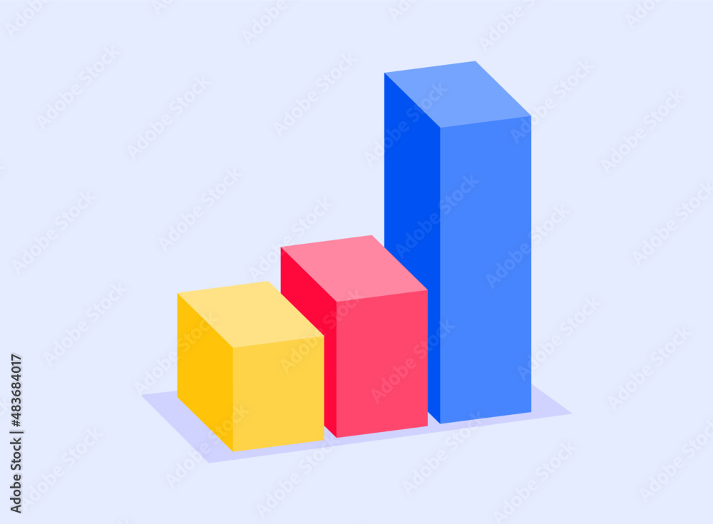 Poster 3d isometric colorful graph for business report and presentation