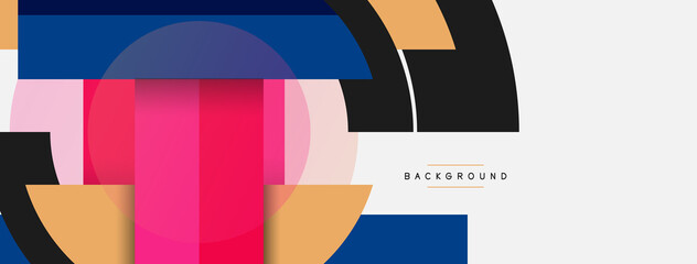 Geometric shapes composition abstract background. Circles lines and rectangles. Vector illustration for wallpaper banner background or landing page